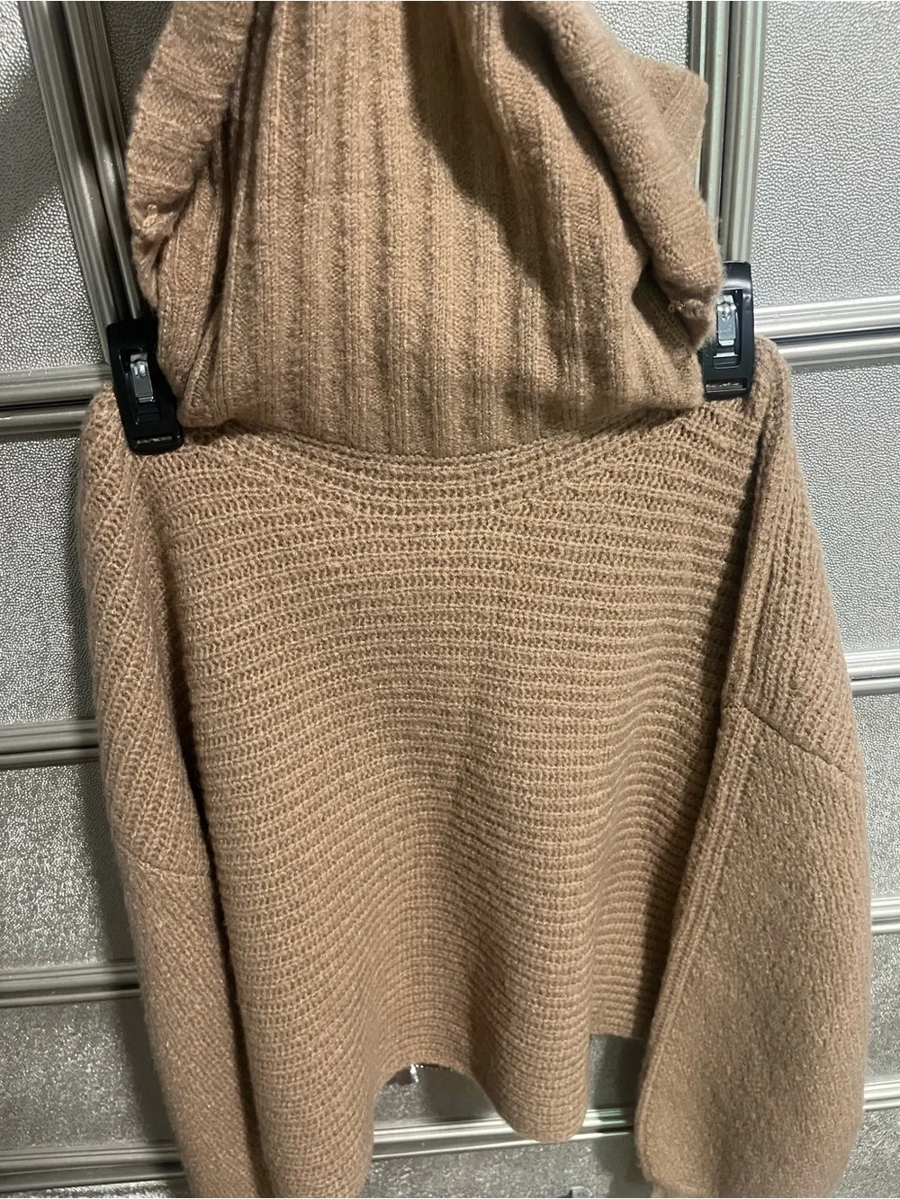 Elan Camel Cowl Neck Ribbed Sweater - Picture 9 of 9
